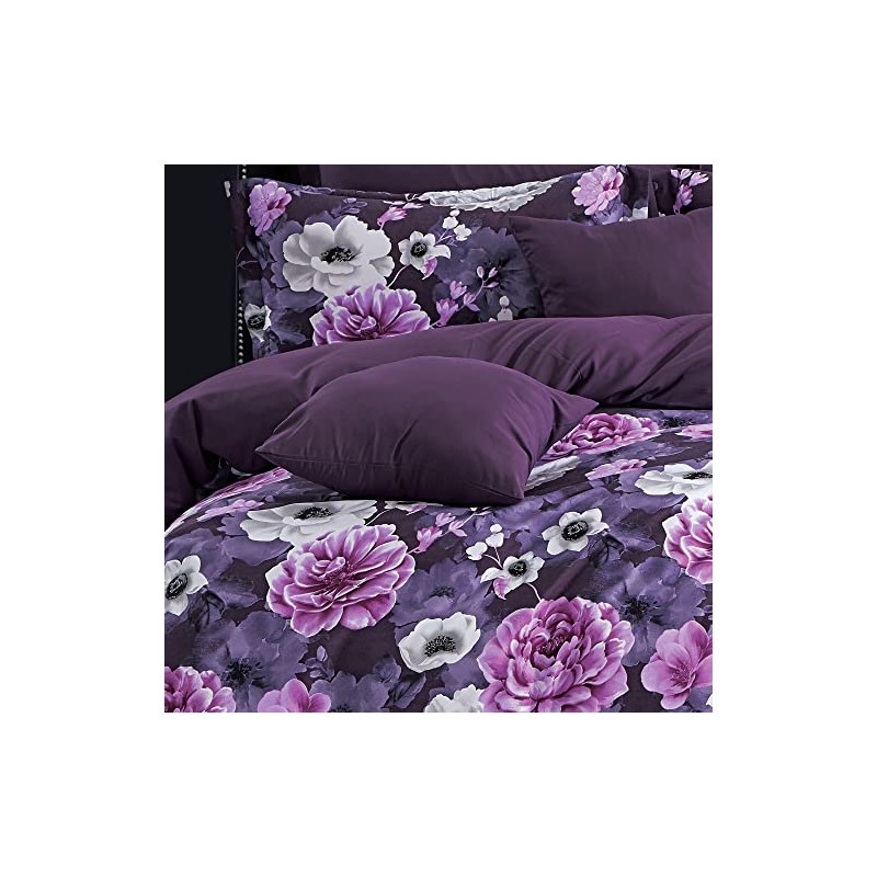 Luxton Antonella Garden Floral Plum Quilt Cover Single Botanical 2pcs
