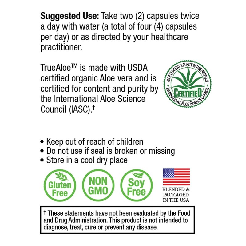 NatureCity True-Aloe 40,000mg Gel Equivalent Per Capsule – Made with