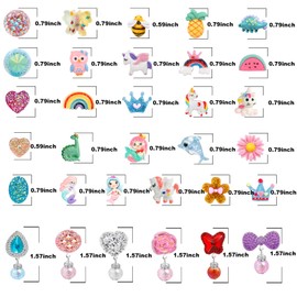 DEVIENG Clip On Earrings for Girls, No Pierced Design Hypoallergenic Kids Clips Earrings Sets Suitable for Ages 4-12 Little Girls Cute Small Stud Earring Jewelry Gifts(Clip On Earrings-32 Pairs)