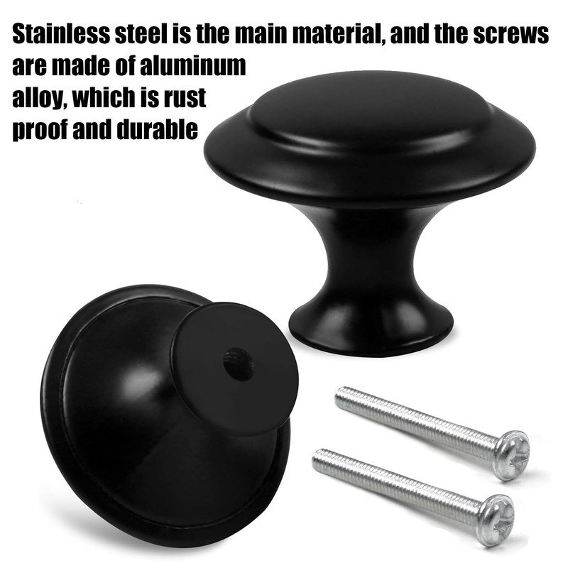 Kitchen Cabinet Knobs ，Cabinet Knobs, 25Pcs Black Cabinet Knobs, Durable
