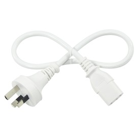 White 0.5M Monitor Power Cord Kettle Lead C13 to 3-Pin Aus Pulg Power Cable 240V Socket Lead