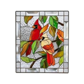Cardinal Stained Window Panel Glass Window Hanging For Wall Decoration