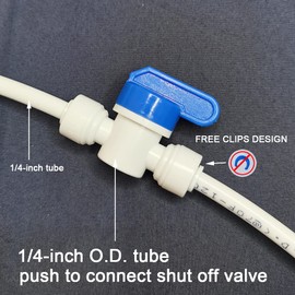 Malida 1/4 inch O.D. Tube Water Line Quick Connector Ball Valve, Tube Fitting for RO Systems, Purifiers, Filters - Pack of 5