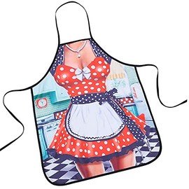 maxToonrain Aprons For Women Black,Christmas Gifts Novelty Kitchen Cooking BBQ Apron No Pockets Cute Xmas baking Presents Gift for Couple/Mens/Womens/Hims and Her(1PCS,Polka Dot Women)