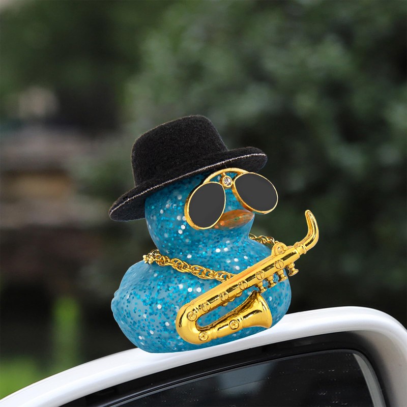 wonuu Car Dashboard Ducks, Saxophone Decor Rubber Duck Car Ornaments