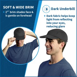 TrailHeads Men's Hat - 5 Panel Hat - Men's Summer Hats for Running, Hiking, Golf - Black