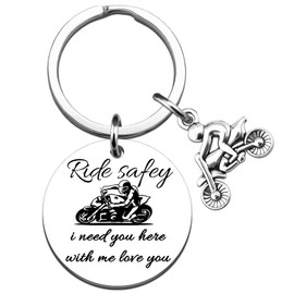 Hafviyra Gifts for Men Husband Boyfriend Drive Safe Keychain for Him Christmas Birthday Anniversary Valentine's Day Gift Motorcycle Accessories for Male-I Need You Here With Me Love You