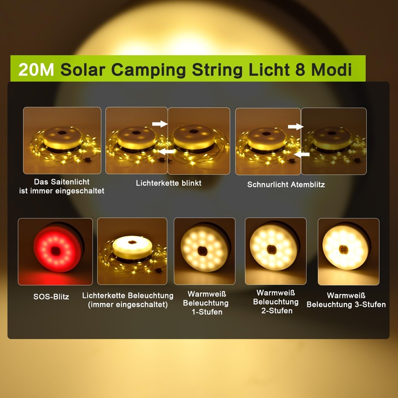 GEYUEYA Home 20 m Camping Fairy Lights, Camping Fairy Lights,