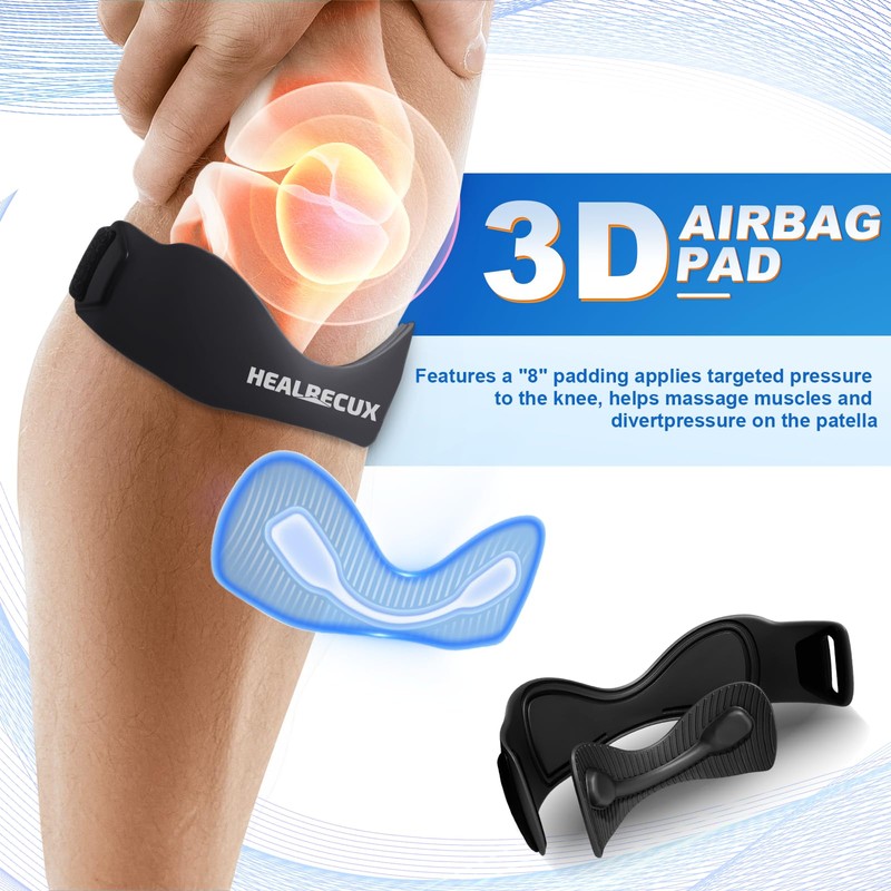 Healrecux Silicone Patellar Tendon Support Strap, Adjustable Non-Slip Patella Band