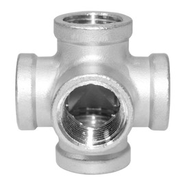 Beduan Stainless Steel 1/2 Inch 5-Way Outlet Cross Female Pipe Fitting Tube Connector