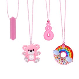 Beißen Autismus, 4 Silikon-Spielzeug Autismus Kauen Spielzeug für autistische Kinder(rosa)