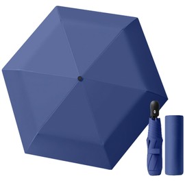 Laluna Folding Umbrella, UV Protection, 100% Light Blocking, Women's, Men's, Parasol Parasol, Rain or Shine, One-Touch, Auto Open and Close, Includes Storage Pouch, blue (pale)