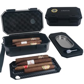 Crefun Travel Cigar Case for 10 Cigars with Ashtray, ABS