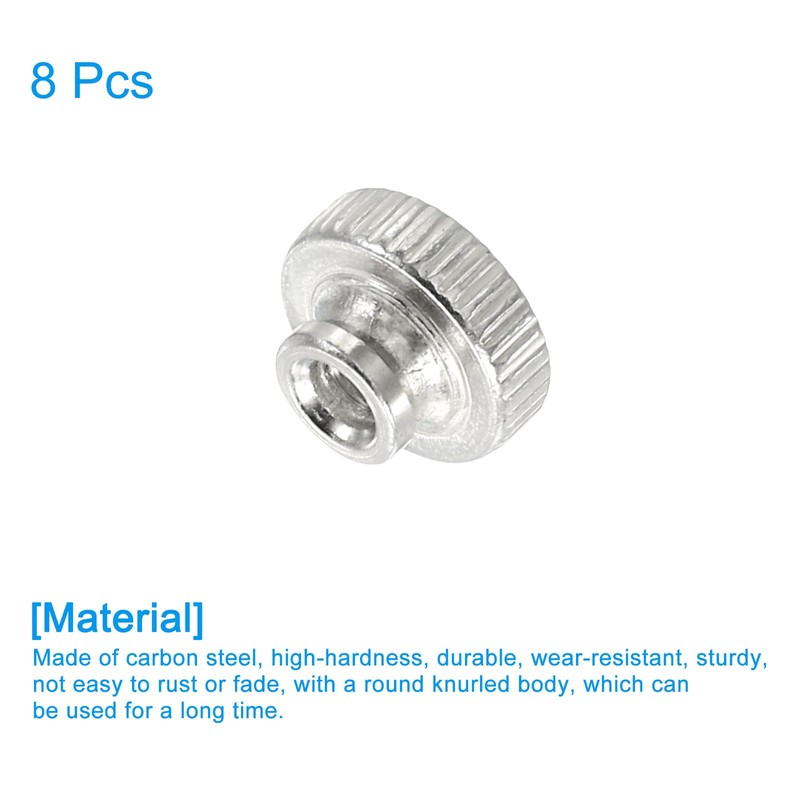 sourcing map Knurled Thumb Nuts, 8Pcs M3 Carbon Steel Nut
