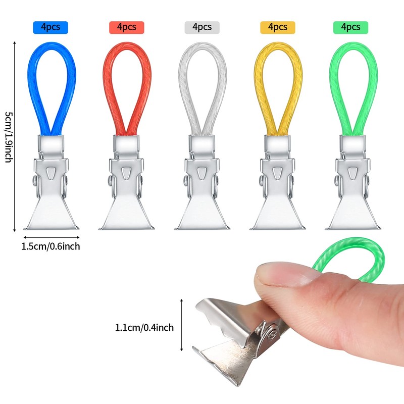 20Pcs Tea Towel Hanging Clips, 5 Colors Metal Tea Towel