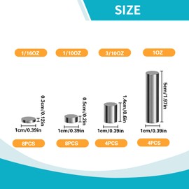 6.8 Ounce Cylindrical Stainless Steel Weight for Derby Pine Race Wood Car, 24 Pieces Multiple Size Incremental Weight to Optimize Your Car Speed, 4 Sizes