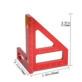 KETIPED Imperial 3D Multi-Angle Measuring Ruler,45/90 Degree Aluminum Alloy Woodworking Square Protractor, Miter Triangle Ruler High Precision Layout Measuring Tool for Engineer Carpenter,003R
