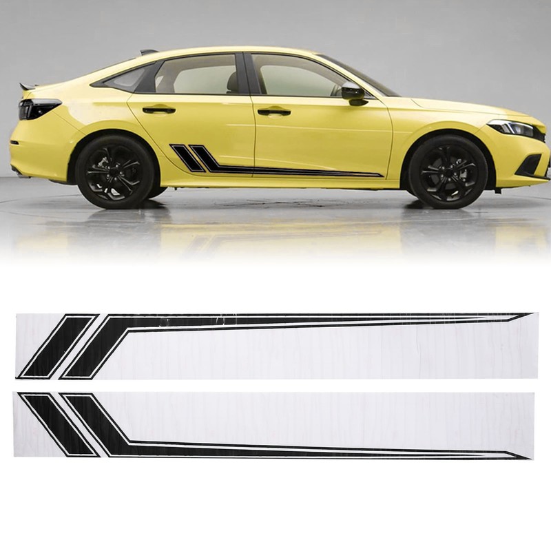 2pcs Car Side Door Sticker Waterproof Universal Sports Racing Style