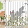 BIYSUC Cat Dinosaur Shower Curtain Funny Cat Help Dino Bathe
