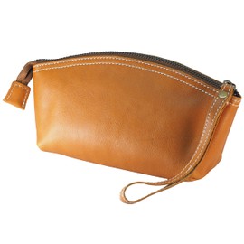 BAWAKO Premium Cosmetic Bag Make-Up Bag Made of High-Quality Genuine Leather, Chic Pencil Case Small Pencil Case for Women and Girls, brown, elegan