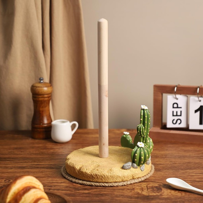 WAIT FLY Cactus Pattern Paper Towel Holder Stand Resin Tissue