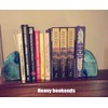 AMOYSTONE Teal / Green Agate Bookends Heavy Book Ends 1