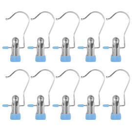 10-Pack Anti-Slip Hook Clips for Skirts Shorts Towels Boots Bulk Clips for Wardrobe Travel Pants Socks Handbag Clothes Hanger Clips for Closet Organizer Socks Towels Clips Heavy Duty Clothes Pins