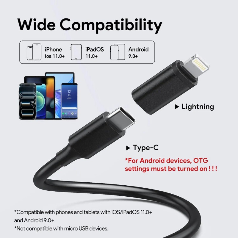 2560P Industrial Endoscope Camera with 5m Flexible Probe, LED Light,