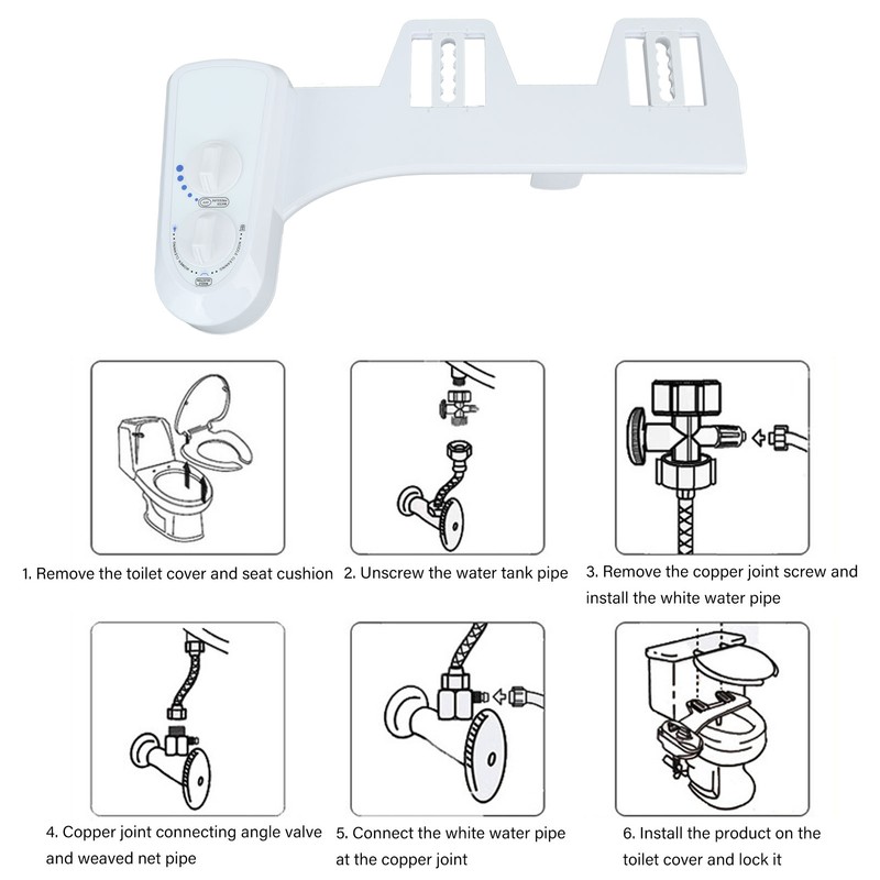 Bidet Attachment Self Cleaning Dual Nozzle Adjustable Water Pressure Cold