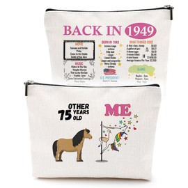 75th Birthday Gifts for Women Grandma Mom, Funny Birthday Gifts for 75 Year Olds Woman Makeup Bag Unicorn Mothers Day Christmas Birthday Gifts for Mom Cosmetic Bag for Women Grandma Nana Mom Aunt