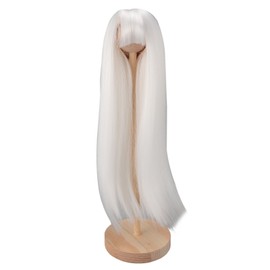 1/4 Doll Wig for 7 To 8in Doll DIY Simulated Scalp High Temperature Silk Ball Jointed Doll Wig Long Straight Hair with Bangs White