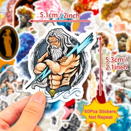 Greek Mythology Stickers, 60Pcs Greek Mythology Characters Water Bottle Stickers Pack Vinyl Party Gifts Decor Laptop Notebook Skateboard Luggage Decal for Kids Teens Girls Adult (Greek Stickers)