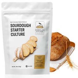 Gabrielle's Kitchen San Francisco Sourdough Starter Culture - Create a Live Culture in 48 Hours with Dehydrated Sour Dough Flakes - Instructions for Easy Homemade Bread Baking