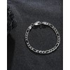 LuxGoth Stainless Steel 5 mm Figaro Link Chain Bracelet (7