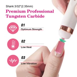 Cnynail 3/32" Large Barrel Smooth Round Top Tungsten Carbide Nail Drill Bit Safety for Gel & Acrylic Removal 2-Way Rotating Efile Tip Professional Salon Electric File Accessory (C Grit, Rose Red)