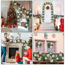 Christmas Garland with Lighting, 270 cm, Warm White Christmas Garland, Artificial Christmas Decoration Garland for Interior Decoration, Fireplaces, Stairs, Wall Door Home Decorations (Silver)