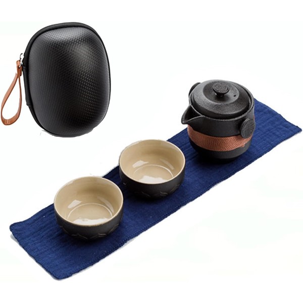 Portable Travel Ceramic Tea Set Chinese Kung Fu Teapot with