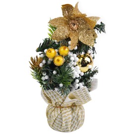 ZONADAH Tabletop Christmas Tree 21cm Mini Table Top Christmas Small Artificial Xmas Tree Decoration Artificial Xmas Tree Christmas for Home Office Tabletop Decor Golden