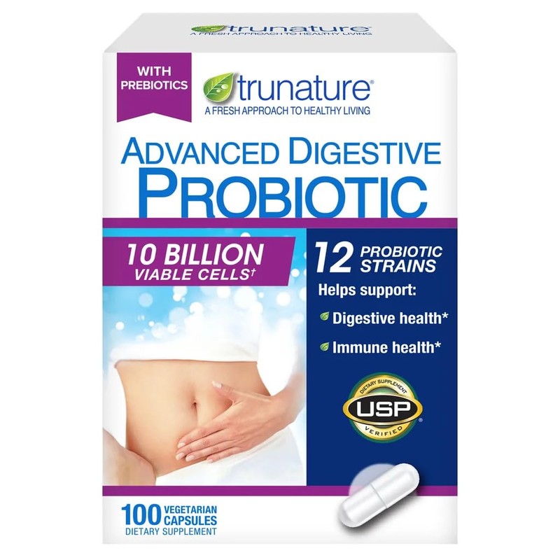 TruNature Advanced Digestive Probiotic, White, 100 Count