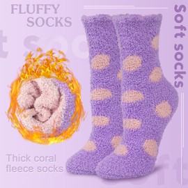 Justay Sowarm Women's Cuddly Socks Fluffy Socks Winter Socks 39-42 House Socks Warm Bed Socks Coral Fleece Plush Socks Gifts for Women, Multi-coloured 7