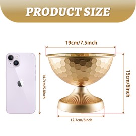 Gold Metal Urn Vases 10 Pcs - 7.5 Inch Vintage Hammered Pedestal Flower pots Bulk for Wedding Centerpieces, Elegant Floral Arrangement Vase Decor, Anniversary Party Home Decoration