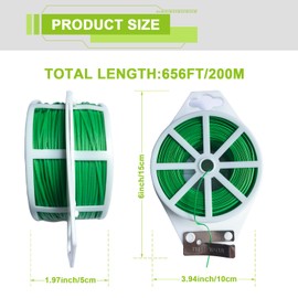 rinteria 656ft/200m Twist Ties for Plants, Garden Twine for Climbing Plants & Outdoor Use, UV Resistant Plant Ties with Cutter, Garden Wire/String/Ties for Vines, Shrubs, Home & Office Organizing