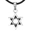 DonDon Men's Necklace Leather with Star of David Pendant Stainless