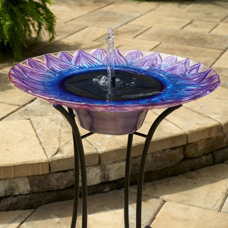 Smart Solar 20223R01 Bell Flower Birdbath, Purple