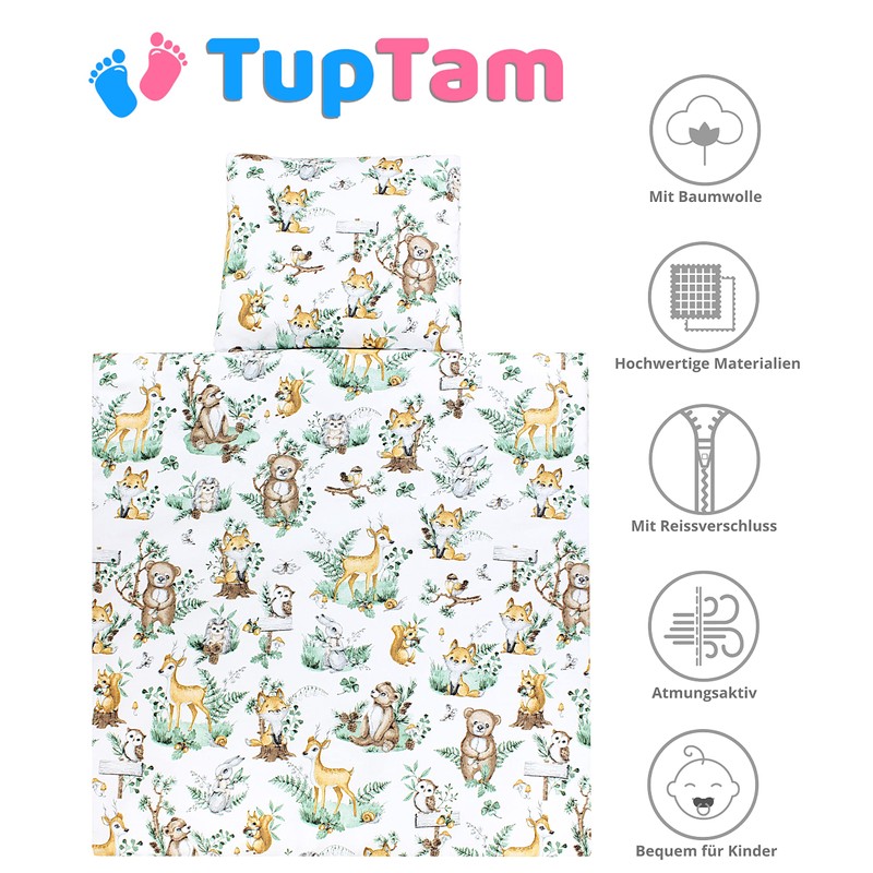 TupTam Baby Crib Pram Bedding Set Duvet Pillow - 4