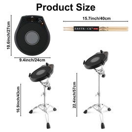 EASTROCK Electronic Practice Drum Pad With Stand, 12 Inches Portable Drum Pad,Silent Drum Electric Drum Pad With Stand,Suitable for Beginners and Professionals,Black