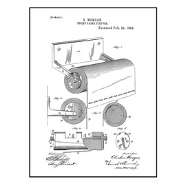 Toilet Paper Holder Patent Print Black Ink on White with Border (16" x 20") M13109