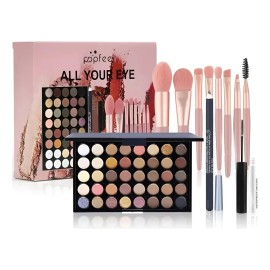 Paleta Sombras 40 Neutros+brochas Pinceles Maquillaje Negro