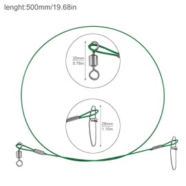 Conskyee Fishing Wire Leaders,150LB 19.7Inch Stainless Steel Leader Line, Saltwater Fish Leaders with Swivels and Snaps Connect Fishing Gear and Tackle, for Lures Bait Rig or Hooks, 10Pcs