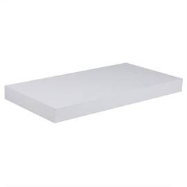 Home Basics Floating Wall Shelf White 18" (Single Pack) Contemporary and Modern Shelf for Picture Frames, Sculptures, Plants, and Essentials | Invisible Mounting Brackets